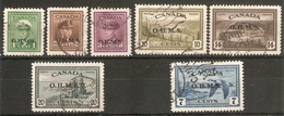 CANADA 1949 O.H.M.S. OFFICIALS TO 20c INCLUDING 7c AIR BETWEEN SG O162 And SG O171 FINE USED Cat £55+ - Sobrecargados