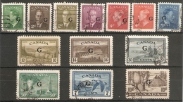 CANADA 1949  'G'. OFFICIALS BETWEEN SG O178 AND SG O191 FINE USED Cat £75+ - Overprinted