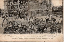 Cpa Reims, Campement Allemand Sur Le Parvis De La Cathédrale,le 6 Septembre 1914. - Reims