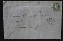 France Lettre Yv 29 GC 2233 Marquion A Jarnac Sur Cognac, Cachet OR Origine Rural - 1863-1870 Napoléon III. Laure