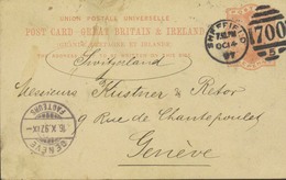 UK - SHEFFIELD - Entier Postal - Société Seebohm & Dieckstahl - Envoyée Le 14 Oct. 1897 à Genève - Sheffield