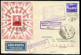 HONGRIE - PA N° 27 + BF N° 1 / CP DE DU 9/5/1934 , 1er VOL DEBRECEN - BUDAPEST - SUP & RARE - Briefe U. Dokumente