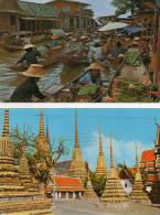 Asie THAILANDE  (Lot,Ensemble De 2 Cartes)( Market Rajburi /Pagodas Wad Phra Jetuphon)(Philatélie Timbre Stamp "THAILAND - Other & Unclassified