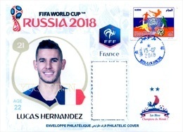 ARGHELIA - Philatelic Cover Lucas HERNANDEZ (21) France FIFA Football World Cup Russia 2018 Fußball Футбол Россия 2018 - 2018 – Rusia