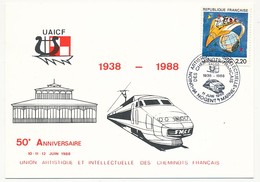 France - Carte Philatélique - 50eme Anniversaire Cheminots Philatélistes - NOGENT SUR MARNE 11 Juin 1988 - Eisenbahnen