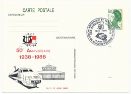 France - Entier Repiqué (2,00 Liberté) - 50eme Anniversaire Cheminots Philatélistes - NOGENT SUR MARNE 11 Juin 1988 - Bijgewerkte Postkaarten  (voor 1995)