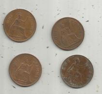 Monnaie , Grande Bretagne , One ,1 Penny , 1936 , 1963,1966 (2),  2 Scans, LOT DE 4 MONNAIES - Altri & Non Classificati