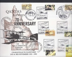 QANTAS FOUNDERS AIRWAYS 70th ANNIVERSARY CHARLEVILLE TO CLONCURRY 1st MAIL SCHEDULED PASSENGER AUSTRALIE AUSTRALIA - Briefe U. Dokumente