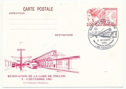 FRANCE - 2 Entiers Repiqués - "Renovation De La Gare De Toulon" 83 TOULON - 8 Décembre 1984 - Trains