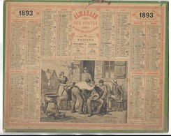 CALENDRIER De 1893 - Format 26.5 X 21 Cm - 3 Feuillets Au Verso De La Gironde - Formato Grande : ...-1900