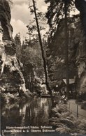 HINTERHERMSDORF-SACHS-SCHWEIZ-BOOTSSTATION A.D.OBEREN SCHLEUSE-VIAGGIATA 1958  -REAL PHOTO - Hinterhermsdorf