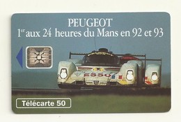 TELECARTE 50  PEUGEOT 24H DU MANS 92/93 - Automobili