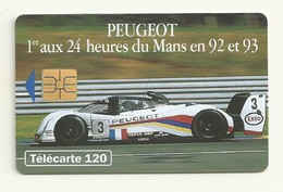 TELECARTE 120  PEUGEOT 24H DU MANS 92/93 - Autos