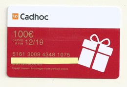 CARTE CADEAU CADHOC  100 EUR  VIDE  12/19 - Tarjetas De Regalo