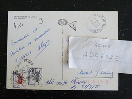 SAINT MARTIN DE LA PLACE - MAINE ET LOIRE - CACHET ROND MANUEL SUR YT TAXE 104 ET 108 INSECTE - LES ROSIERS VUE AERIENNE - 1960-.... Lettres & Documents