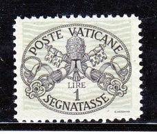 1946 Vaticano Vatican SEGNATASSE RIGHE LARGHE CARTA GRIGIA 1 Lira (16/I) MNH** Firm.Biondi - Impuestos