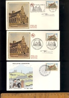 X3 Timbre Poste Eglise De Brou Cachet Premier Jour 1969 + Signature Graveur Georges BETEMPS Sur Enveloppe - Collectors