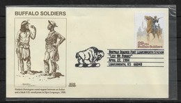 US Cachet Cover 1994, Buffalo Soldiers & American Indian,# 2818, Special KS Cancellation ! (RN-50) - Indiens D'Amérique