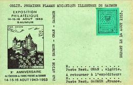 Carte Spéciale Verte Gréve De Saumur 1953 Vignette Verte 5F - Strike Stamps