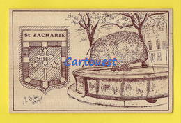 SAINT- ZACHARIE  83  Gravure Sur Bois - A ROCHE CHOPY - FONTAINE - CARTE En BOIS - Saint-Zacharie