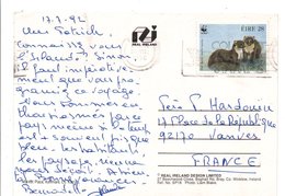 IRLANDE EIRE CARTE POUR LA FRANCE 1992 - Briefe U. Dokumente
