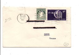 IRLANDE EIRE AFFRANCHISSEMENT COMPOSE SUR LETTRE POUR LA FRANCE 1963 - Briefe U. Dokumente