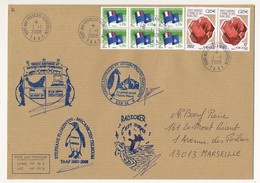 TAAF - Enveloppe Affr. Composé Spinelle + Drapeaux - Port Aux Français Kerguelen 1-1-2008 + Cachets Divers 58eme Exp - Storia Postale