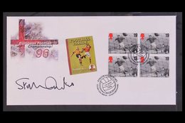 FOOTBALL 1996 European Football Championship Booklet Pane On First Day Cover With Pictorial "Football Heroes" Cancel Sig - Zonder Classificatie