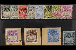 1924-33 "Badge Of St Helena" Definitive Set, SG 10/20, Fine Cds Used With 8d, 1s & 2s Being Tied To Neatly Clipped Piece - Ascensione