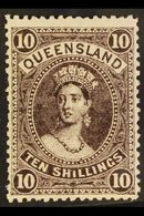 QUEENSLAND 1907-11 10s Blackish Brown Chalon, SG 311, Fine Mint. For More Images, Please Visit Http://www.sandafayre.com - Other & Unclassified