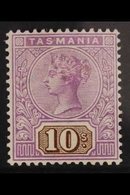 TASMANIA 1892-99 10s Mauve And Brown, SG 224, Very Fine Mint, A Superb Example. For More Images, Please Visit Http://www - Andere & Zonder Classificatie