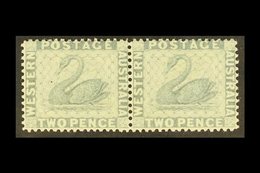 WESTERN AUSTRALIA 1888 2d Grey, Wmk Crown CA Sideways, Horizontal Pair, SG 104, Very Fine Mint. For More Images, Please  - Other & Unclassified