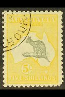 1929-30 5s Grey And Yellow Kangaroo, SG 111, Cto Used, Blunt Corner Perf. For More Images, Please Visit Http://www.sanda - Otros & Sin Clasificación