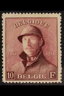 1919 10f Claret King Albert Tin Hat (COB 178, Michel 158, SG 250), Fine Mint, Very Fresh. For More Images, Please Visit  - Autres & Non Classés