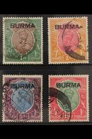 1937 1r - 10r Complete With Burma Ovpts, SG 13/16, Good To Fine Used With Some Minor Faults. (4 Stamps) For More Images, - Birmanie (...-1947)