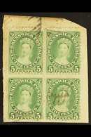 1860-63 5c Sap- Green (deep Yellow- Green), SG 16, Fine Used BLOCK OF FOUR On Piece With Part Of Back Flap / Cds. A Very - Otros & Sin Clasificación
