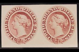 1865 PROOF PAIR 12c Chestnut, As SG 28, Die Proof In Reddish Brown On Card, Uni 28Pi, Horizontal Pair, Very Fine And Fre - Autres & Non Classés