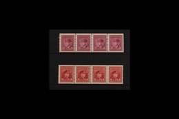 1948 3c Rose Violet And 4c Dark Carmine War Effort Coil "Jump" Strips Of 4, Imperf X Perf 9½, Uni 280i/281i, Very Fine N - Otros & Sin Clasificación