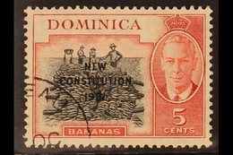 1951 5c Black And Carmine, New Constitution Ovpt On Geo VI "Bananas", Variety "JA For CA In Wmk", SG 136a, Very Fine Use - Dominique (...-1978)