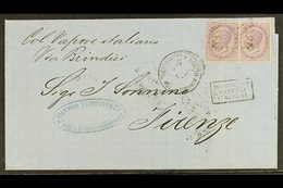 1867 (3 Dec) Cover Endorsed "Col Vapore Italiano / Via Brindisi" Sent From Alexandria To Firenze, Bears Two Italian 60c  - Andere & Zonder Classificatie