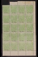 1878-99 2d On 3d Pale Green  Perf 12½, SG 36, Mint BLOCK OF TWENTY With Sheet Margin To 3 Sides, The Lower 16 Stamps Nev - Fiji (...-1970)