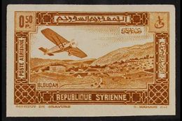 SYRIA 1934 0pi 50 Yellow Brown (Farman F.190 Over Bloudan), Variety "IMPERFORATE" As Yv 60, Unlisted As A Single, Never  - Altri & Non Classificati