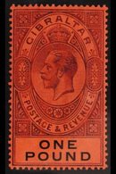 1912-24 £1 Dull Purple And Black / Red, SG 85, Very Fine Mint. For More Images, Please Visit Http://www.sandafayre.com/i - Gibilterra