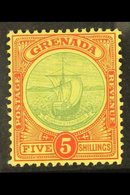 1908-11 5s Green And Red On Yellow Badge SG 88, Fine Mint.  For More Images, Please Visit Http://www.sandafayre.com/item - Grenade (...-1974)