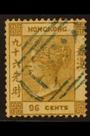 1863-71 96c Olive-bistre, Wmk Crown CC, SG 18, Fine Used, Light Strike Of "B 62" Numeral In Blue. For More Images, Pleas - Autres & Non Classés