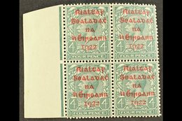 1922 DOLLARD 4d Grey-green With Carmine Overprint, SG 6c, Superb Nhm Left Marginal Block Of Four. For More Images, Pleas - Other & Unclassified