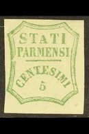 PARMA 1859 5c Blue Green, Provisional Govt, Variety "Short A", Sass 12b, Very Fine Mint, Large Part Og. Some Offsett On  - Zonder Classificatie