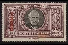 CIRENAICA 1924 Manzoni 5L Violet And Black (Sass 16, SG 16) Never Hinged Mint, Small Tone Spot On Gum (not Visible On Fr - Other & Unclassified