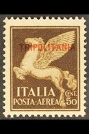 TRIPOLITANIA 1930 50c Brown Air Overprint Unissued Stamp, Sassone 8, Never Hinged Mint, Very Fresh. For More Images, Ple - Other & Unclassified