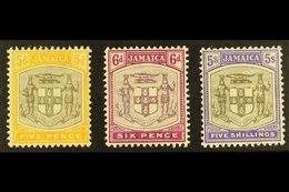 1905-11 5d, 6d And 5s "Arms", SG 43/45, Very Fine Mint. (3 Stamps)  For More Images, Please Visit Http://www.sandafayre. - Jamaïque (...-1961)